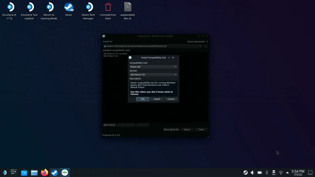 ProtonUp-QT Add Version Menu