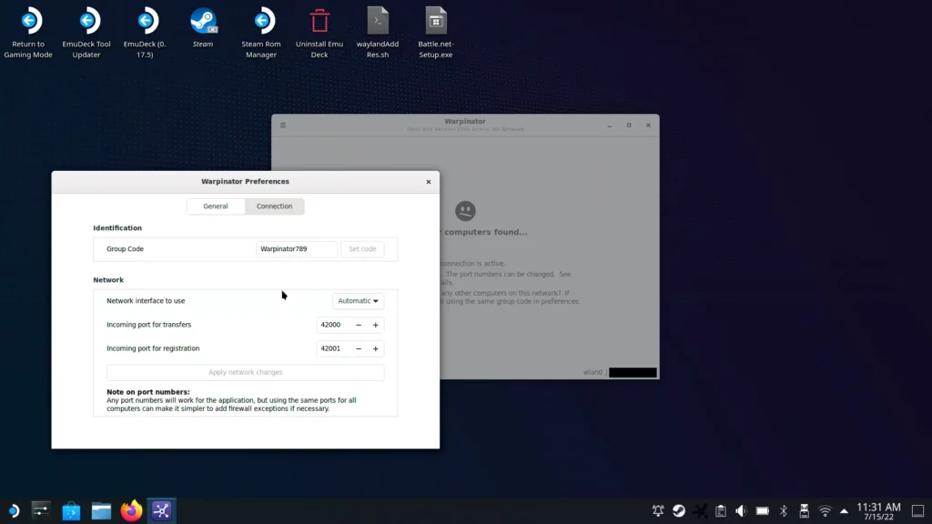 Warpinator: Wirelessly Transfer Files to Steam Deck From a Windows Computer 6 WarpinatorConnectionBAR