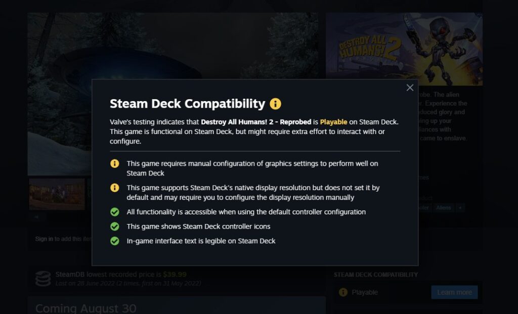 Destroy All Humans 2 Compatibility List