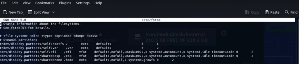 External Storage - Steam Deck Library Beyond SD Cards 11 Running fstab