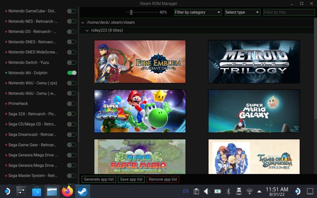 Setting Up Emulation on Steam Deck with EmuDeck 25 SRM Generate App List