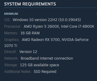 Starfield on Steam Deck - Will It Run? 5 StarfieldMinimum1
