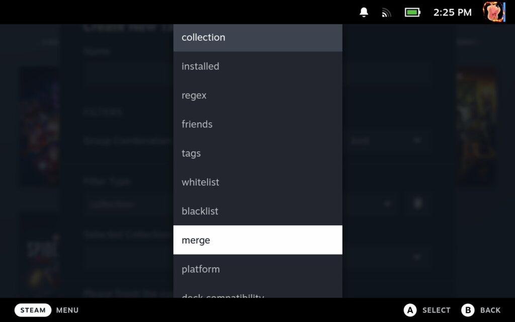 Create Custom Library Tabs on Steam Deck with TabMaster 5 TabMasterFilterTypes
