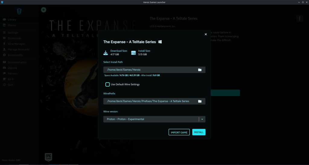 How to Fix The Expanse: A Telltale Series on Steam Deck 5 TheExpanseInstallWindow