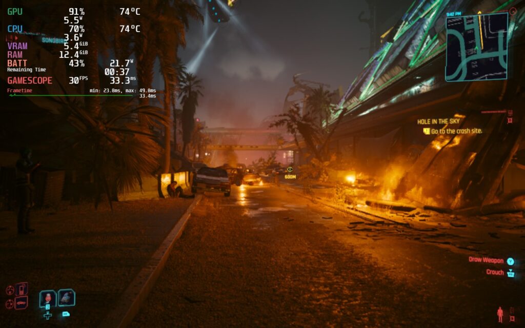 How Cyberpunk 2077: Phantom Liberty Runs on Steam Deck - First Impressions 3 Cyberpunk2077PhantomLibertyFireAfter