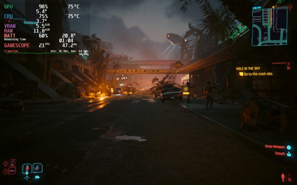 How Cyberpunk 2077: Phantom Liberty Runs on Steam Deck - First Impressions 2 Cyberpunk2077PhantomLibertyFireBefore