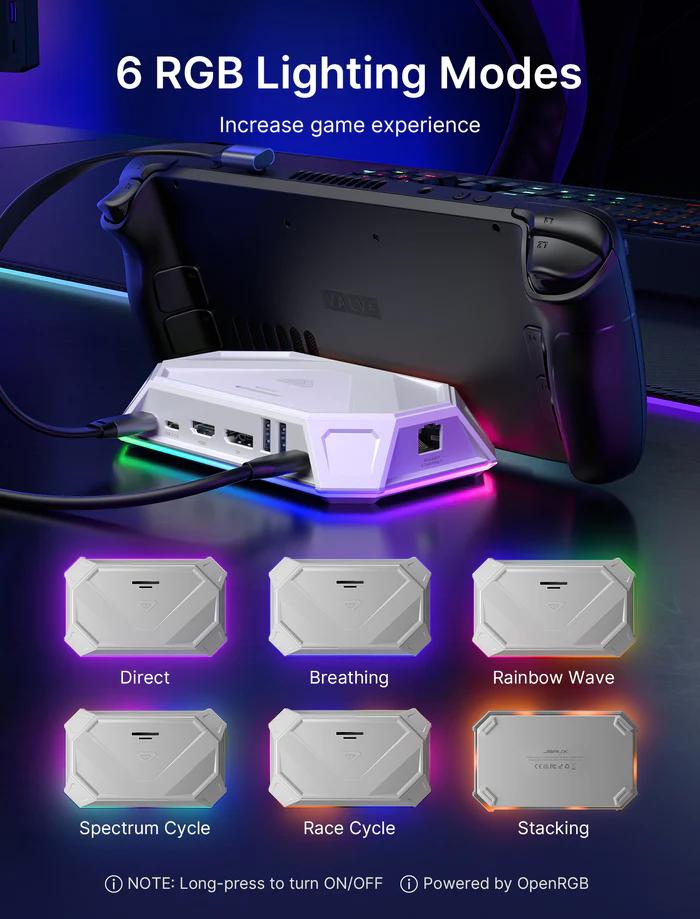 JSAUX's White RGB Dock for Steam Deck is Available Now 2 WhiteRGBDockSteamDeck2