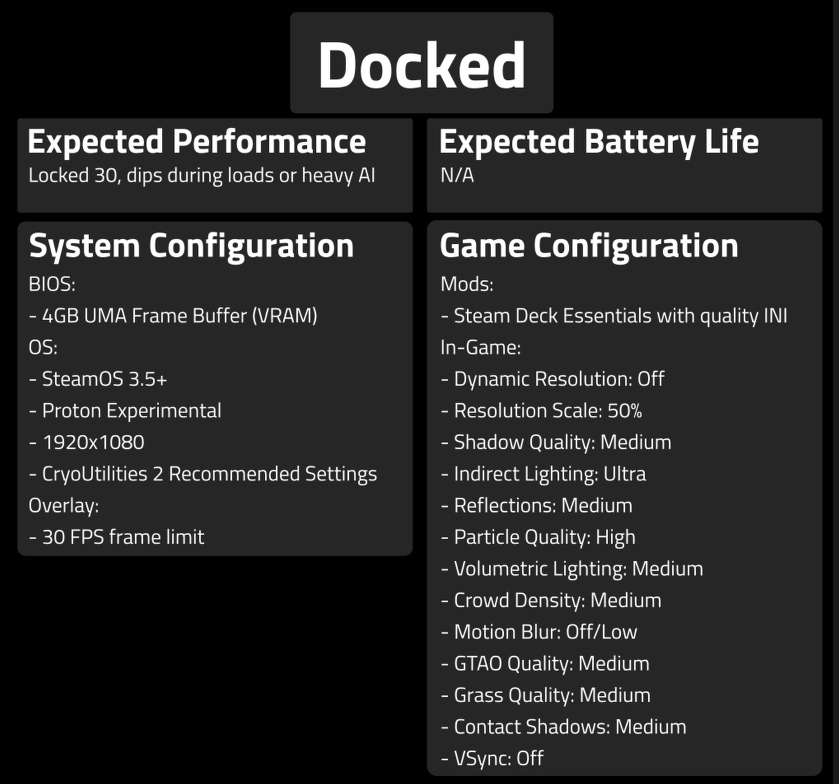 Doubling Starfield's Framerate on Steam Deck - Starfield Deck Dive 23 DockedStarfieldSettings