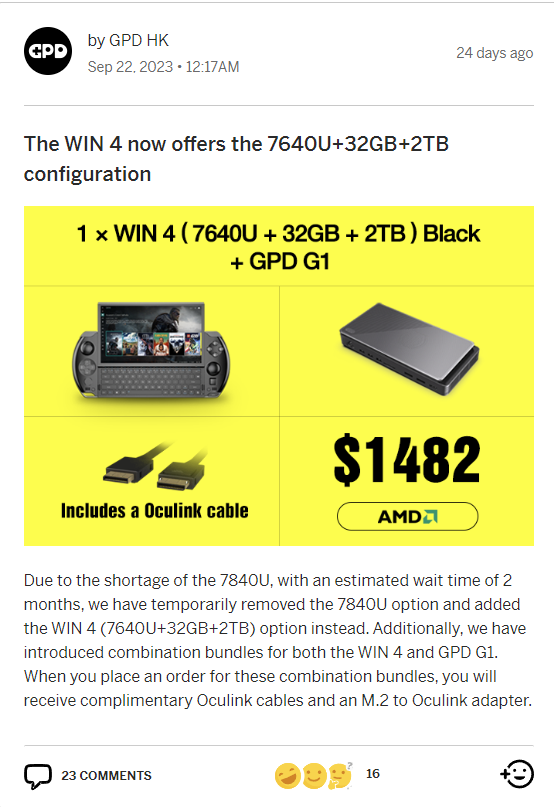 GPD Accuses AMD of Breaking Contract Over 7840U APUs 2 GPDWIN47840UDelay