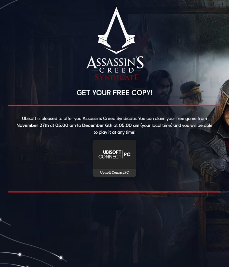 Assassin's Creed Syndicate is Free To Keep on Ubisoft Connect 1 AssassinsCreedSyndicateFreeGame