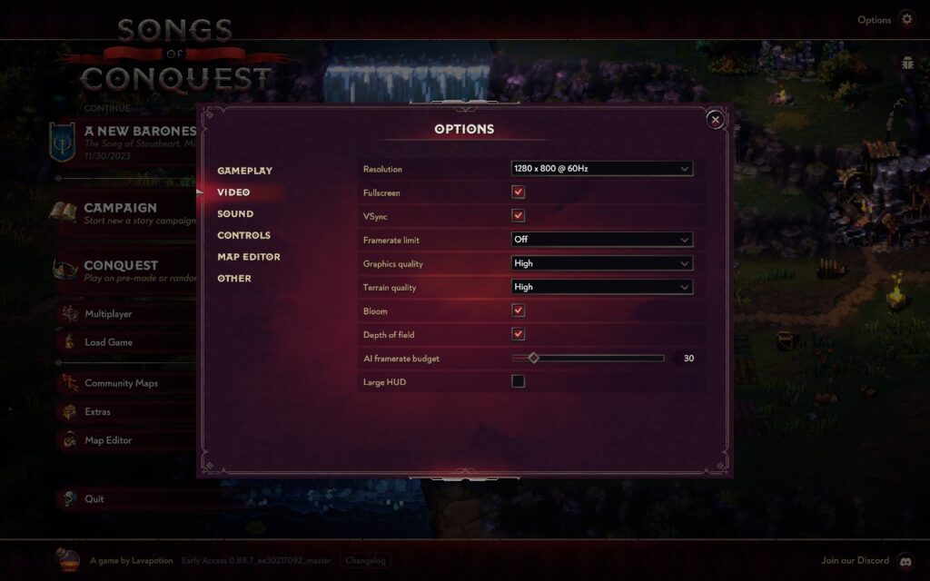 Songs of Conquest is Testing Steam Deck Support 2 SongofConquestOldSettings