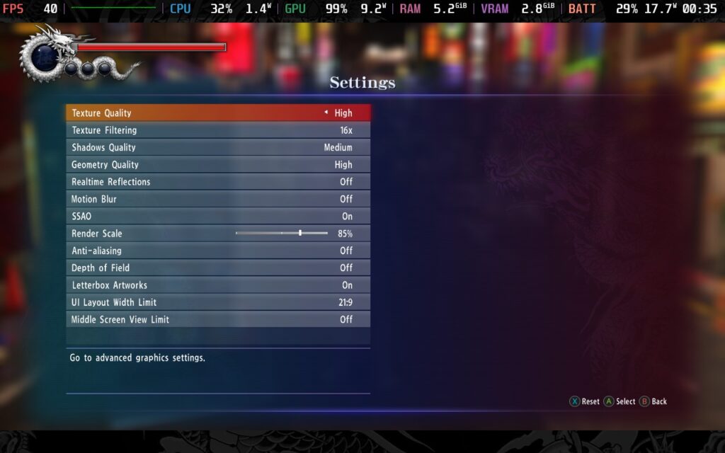 Yakuza 6: The Song of Life 6 Yakuza 6 QualitySettings