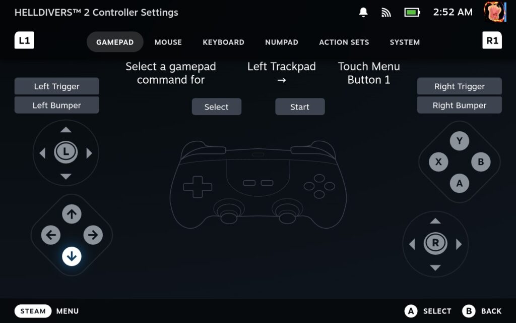 How To Set Steam Deck Trackpad for Quick HELLDIVERS 2 Strategem Inputs 4 DPadDownHELLDIVERS2