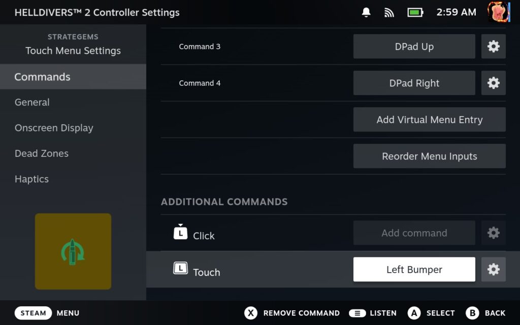 How To Set Steam Deck Trackpad for Quick HELLDIVERS 2 Strategem Inputs 12 HELLDIVERS2LeftBumper