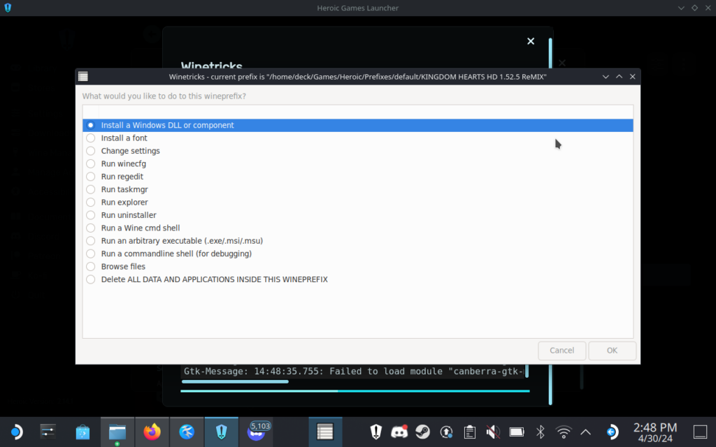 How to Play Kingdom Hearts 1.5 + 2.5 and 2.8 on Steam Deck 8 KingdomHeartsWinetricksMenu2