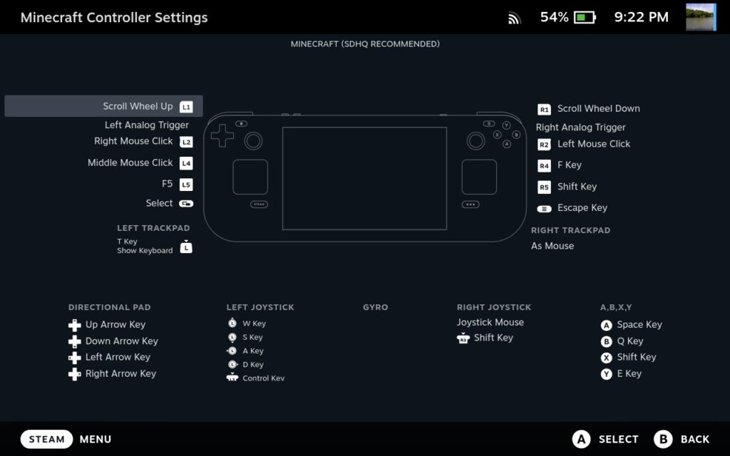 MinecraftControllerLayout