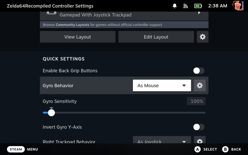 How to Set Up Zelda: Majora's Mask PC Port on Steam Deck 7 ChangeZelda64GyroBehavior