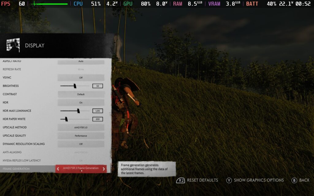 How to Play Ghost of Tsushima at 60 FPS on Steam Deck 3 GhostofTsushima60DisplayMenu
