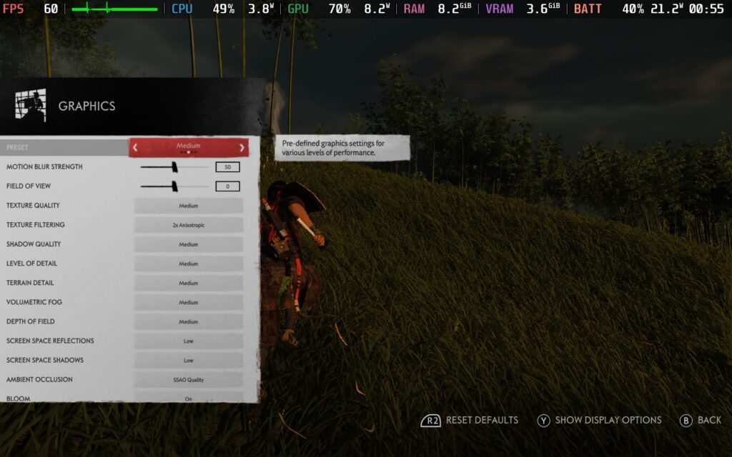 How to Play Ghost of Tsushima at 60 FPS on Steam Deck 5 GhostofTsushima60GraphicsMenu