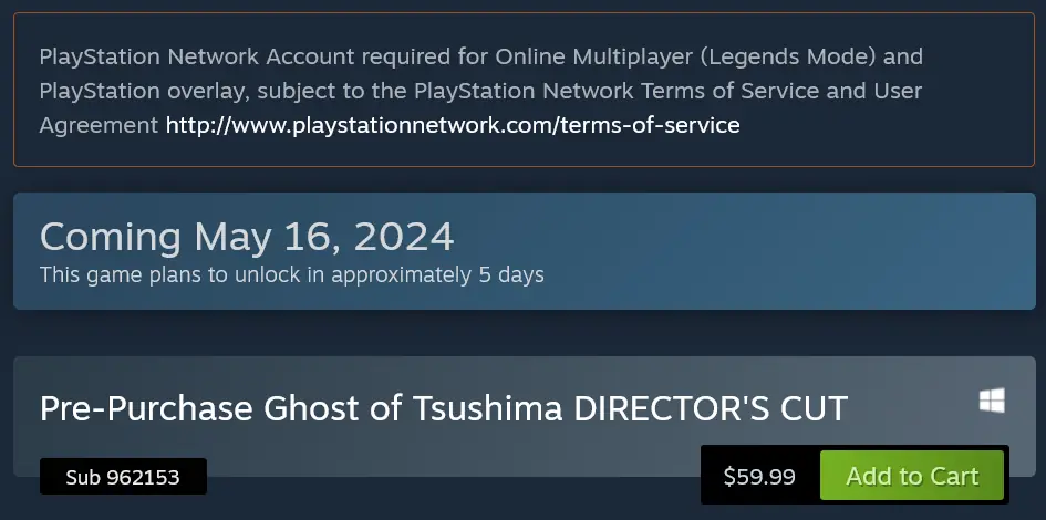 Ghost of Tsushima Has Been De-Listed in Countries You Can't Create A PSN Account 3 GhostofTsushimaDirectorsCutWarning