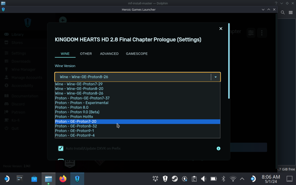 How to Play Kingdom Hearts 3, 0.2, and Melody of Memory on the Steam Deck 10 KH02WineVersionProtonGE