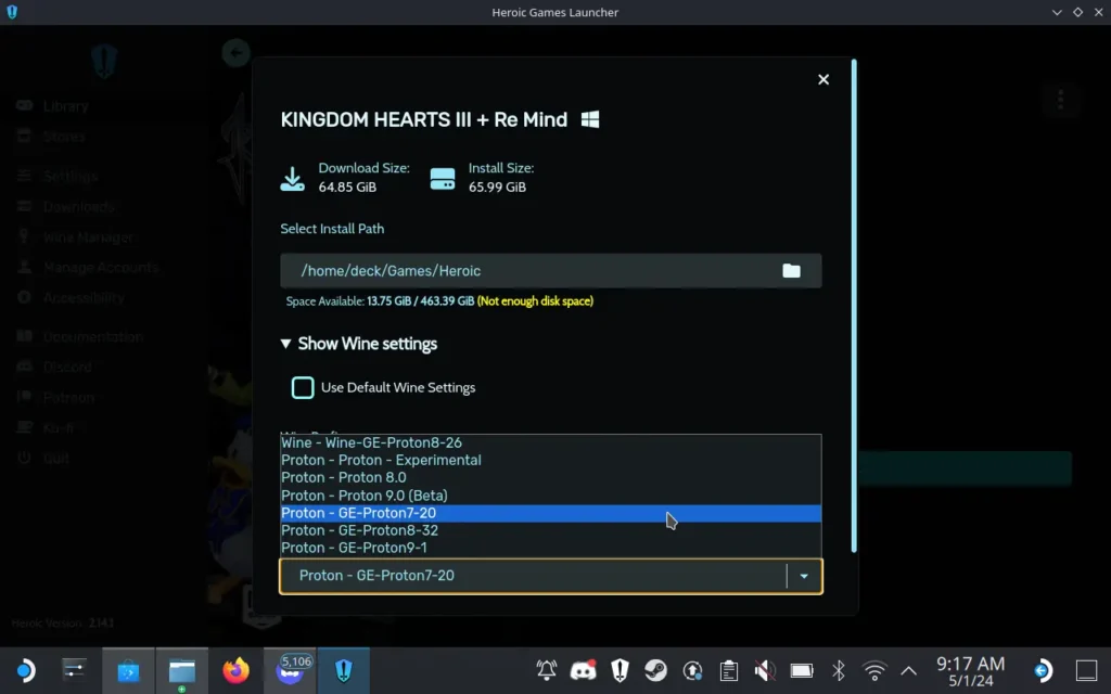 How to Play Kingdom Hearts 3, 0.2, and Melody of Memory on the Steam Deck 3 KH3WineSettings