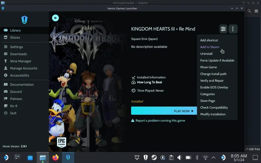 How to Play Kingdom Hearts 3, 0.2, and Melody of Memory on the Steam Deck 8 KingdomHearts3AddtoSteam