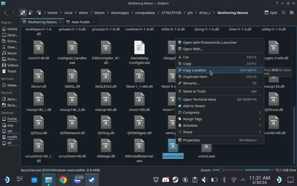 How to Install and Play Wuthering Waves on the Steam Deck 4 CopyLauncherLocationWutheringWaves