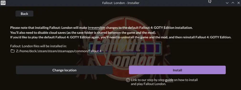 How to Play The Fallout 4: London Mod on Steam Deck 15 FalloutLondonInstallerFilepath