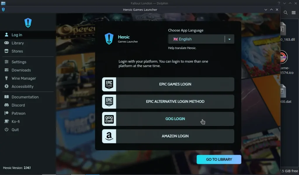 How to Play The Fallout 4: London Mod on Steam Deck 3 HeroicLauncherSigninGOG