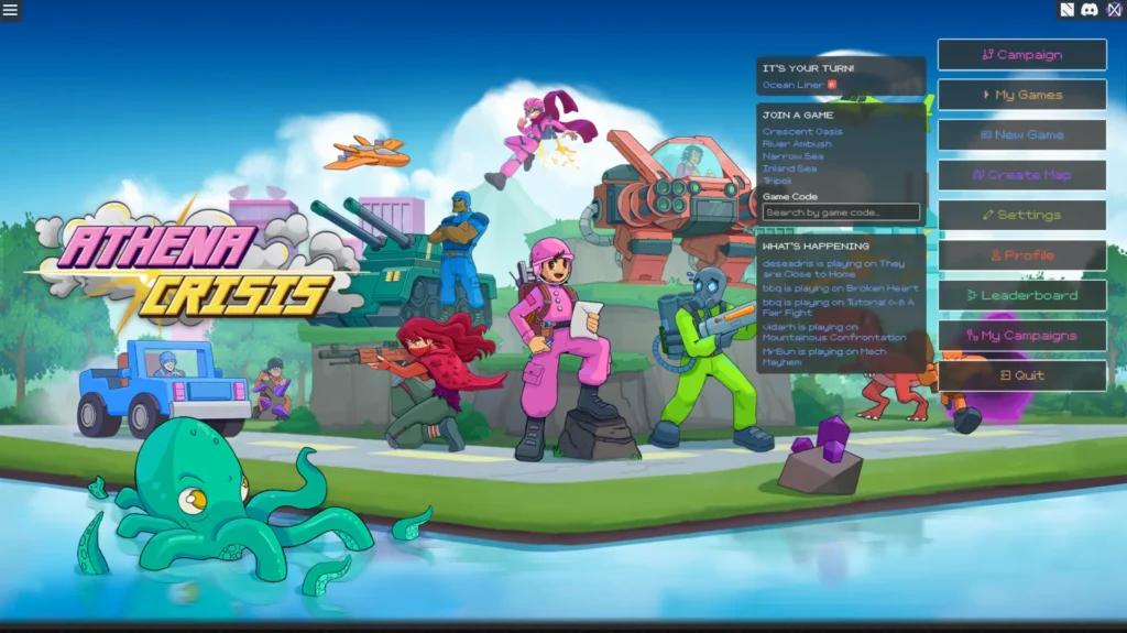 athena crisis main menu