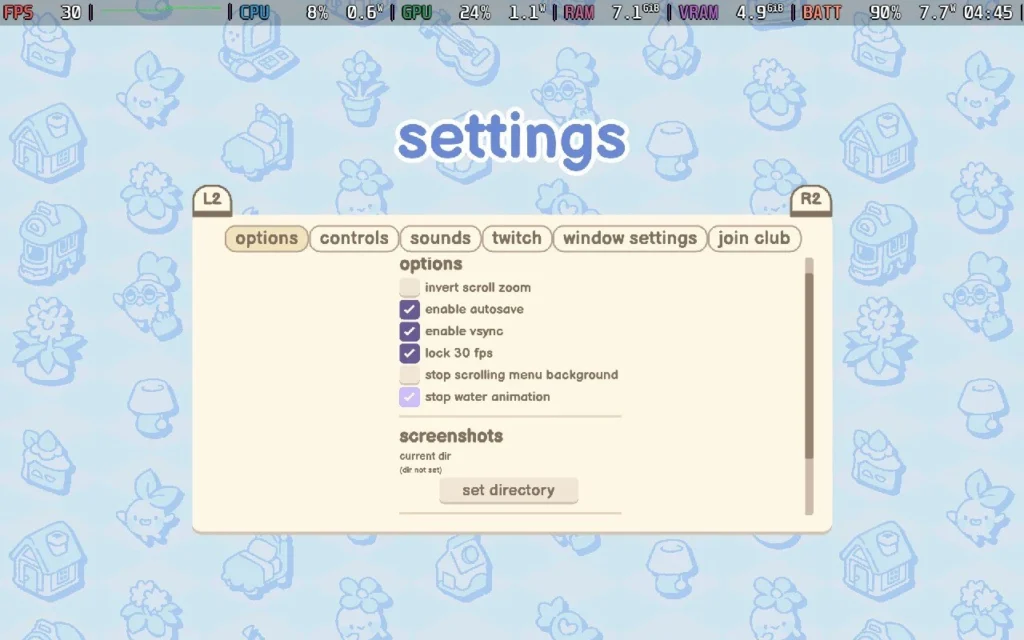 Gourdlets 6 gourdlets main settings