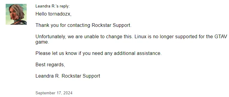 Rockstar Won't Be Supporting GTA 5 on Steam Deck Moving Forward 2 rockstar official replied that they wont support steamdeck v0 oggfh3jhcepd1