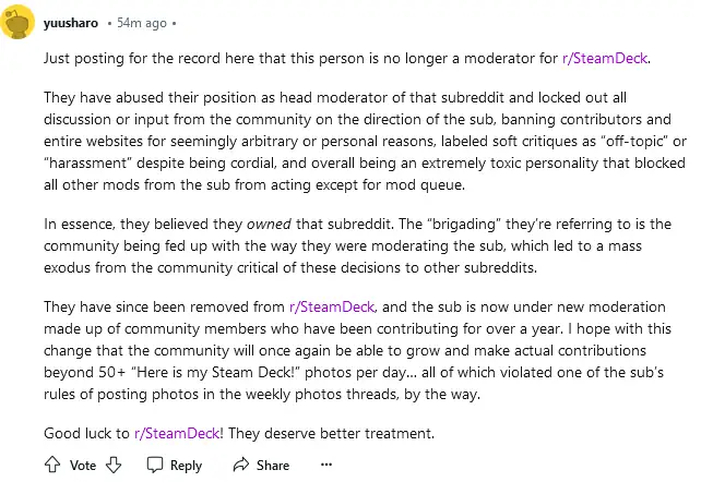 The Steam Deck Subreddit Head Mod Is Gone - And We Are Unbanned 2 Screenshot 2024 10 04 at 11 03 31 r steamdeck 740k members is looking for temporary mod help Mod Queue and Automoderator. r needamod