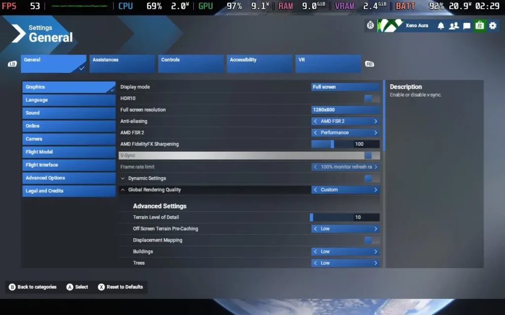 Microsoft Flight Simulator 2024 Now Works on the Steam Deck, But How Does it Perform? 1 MSFS2024Settings1