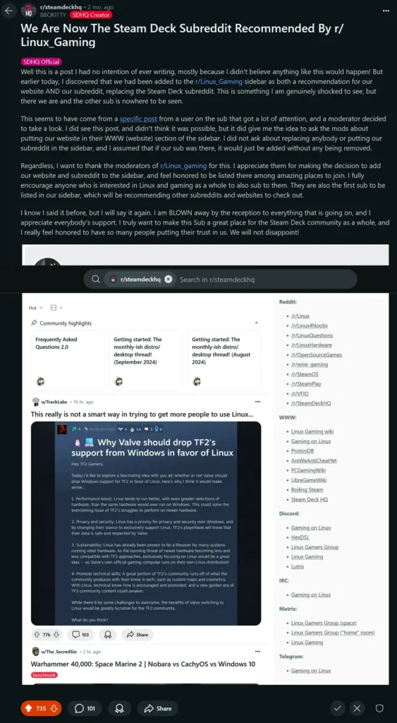 The Revolution of r/SteamDeck And How The Top Moderator Was Removed 4 Screenshot 2024 11 04 at 05 00 27 We Are Now The Steam Deck Subreddit Recommended By r Linux Gaming r steamdeckhq