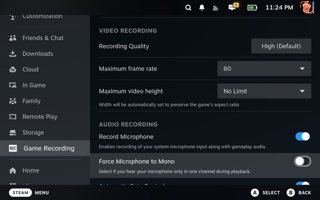 How To Use Game Recording On The Steam Deck - All Features Explained 6 SteamGameRecordingMoreSettings