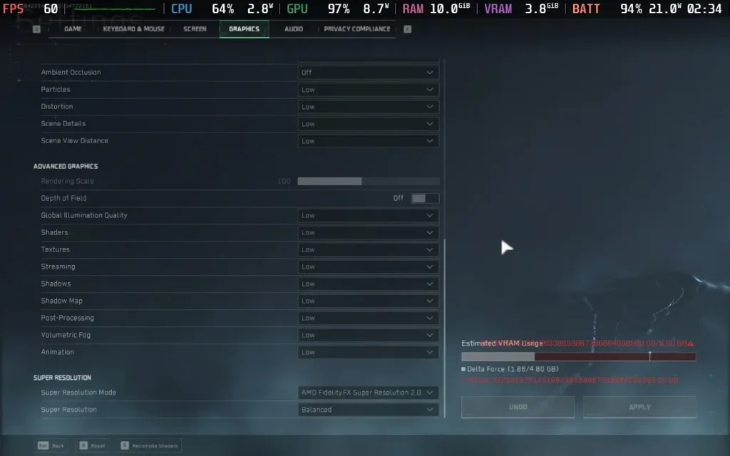 Delta Force is Out Now, Here's Our Experience on the Steam Deck 2 DeltaForceSettings2