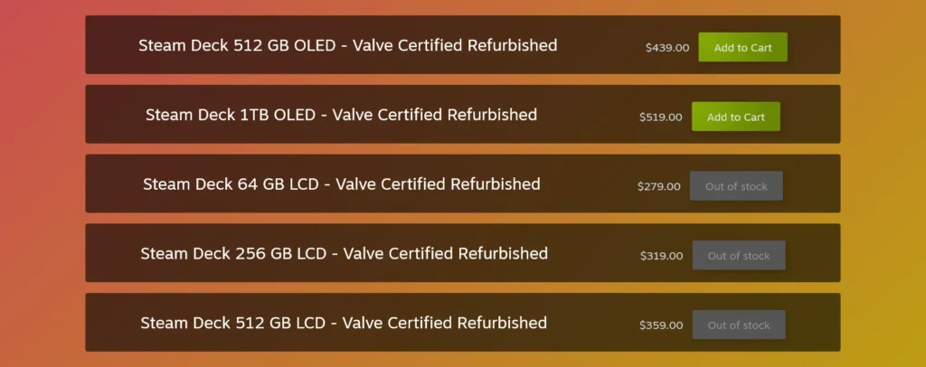 Valve Announces Cheaper Refurbished Steam Deck OLED Models On Sale 2 Screenshot 2024 12 10 at 19 56 05 Steam Deck™ Certified Refurbished