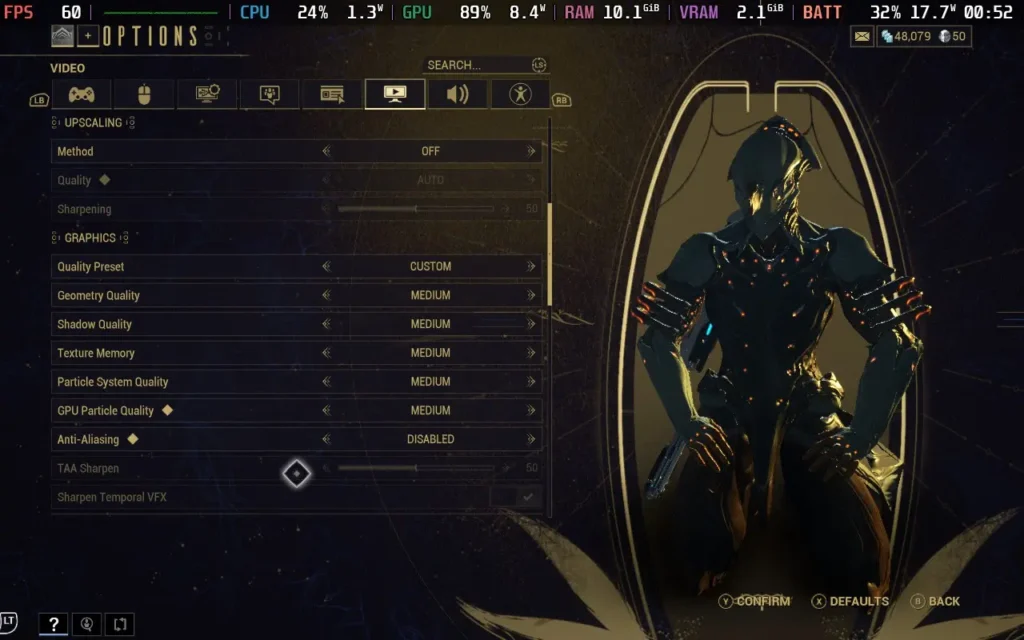 Warframe's 1999 Update is Out, So How Does the Game Perform on Steam Deck? 7 WarframeSettings2