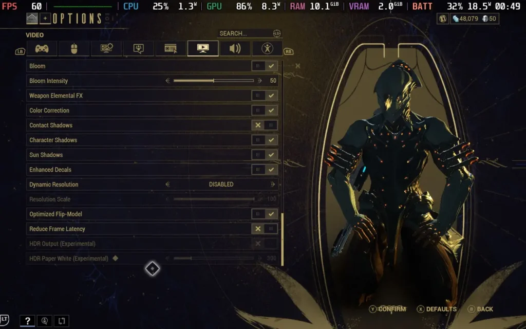 Warframe's 1999 Update is Out, So How Does the Game Perform on Steam Deck? 9 WarframeSettings4