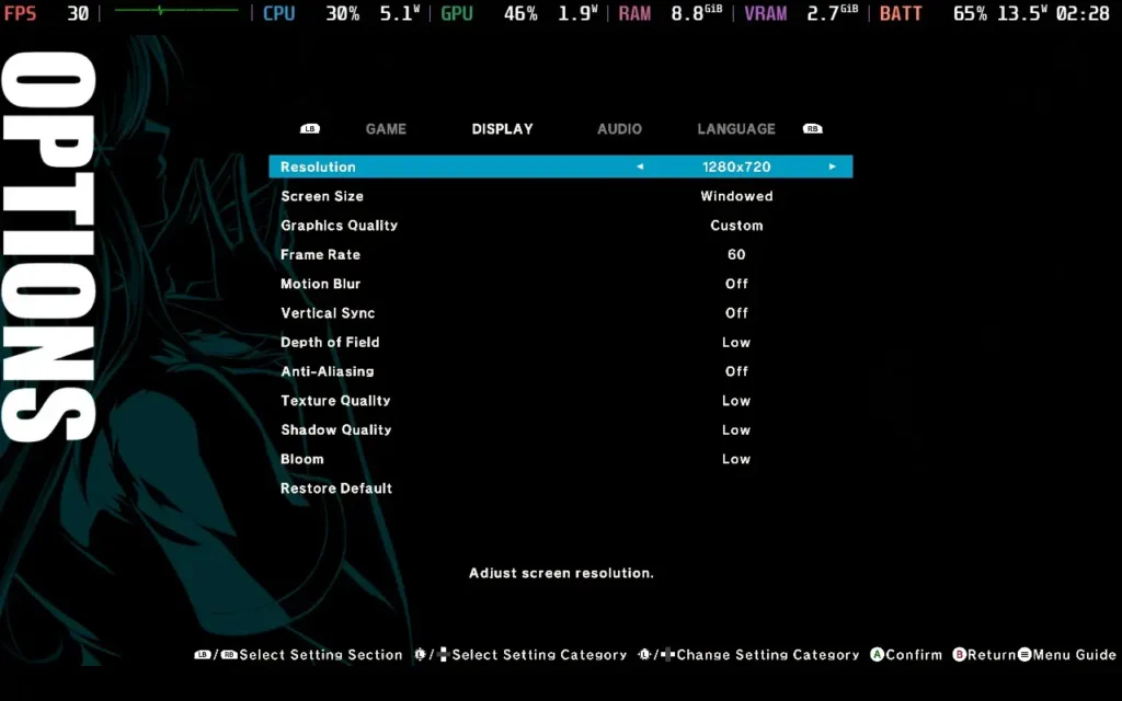 Bleach: Rebirth of Souls 5 BLEACHRoSSettings