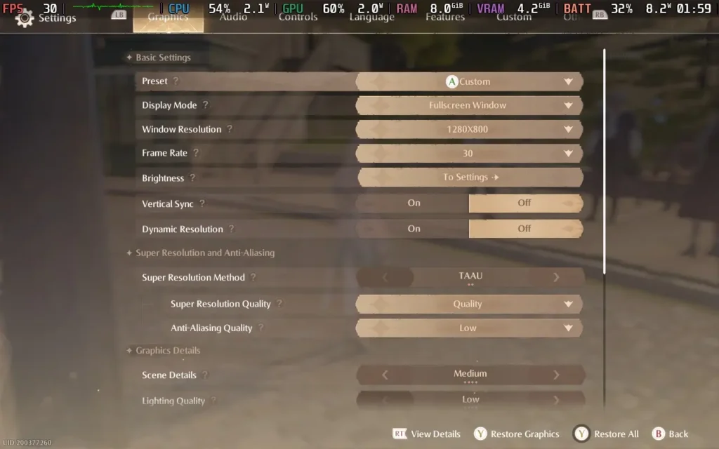 Infinity Nikki is Graced with a Steam Release, Here's How it Performs on the Deck 4 InfinityNikkiSettings1