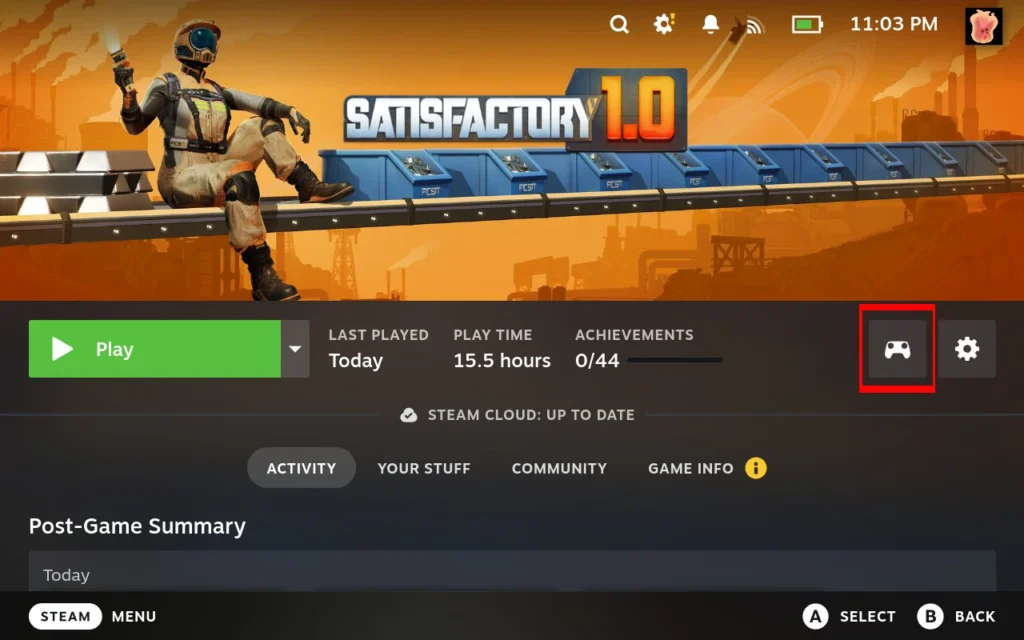 How To Enable Controller Support For Satisfactory on Steam Deck 4 SatisfactoryGameDetailsPageController