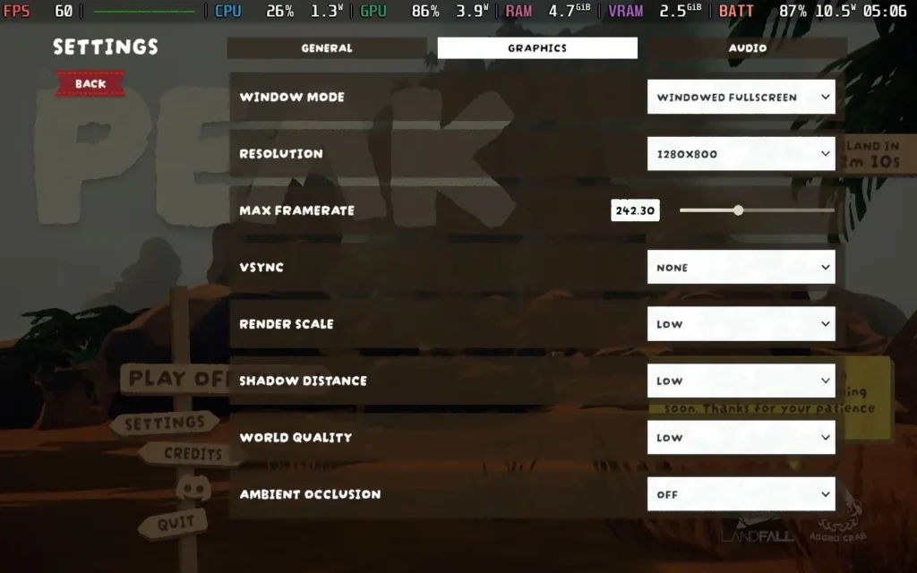 PEAK 4 PEAKSettings