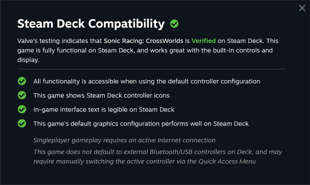 Sonic Racing: CrossWorlds Will Need Internet For Singleplayer Gameplay And Gets Steam Deck Verified 2 Screenshot 2025 08 27 at 23 42 14 Pre purchase Sonic Racing CrossWorlds on Steam