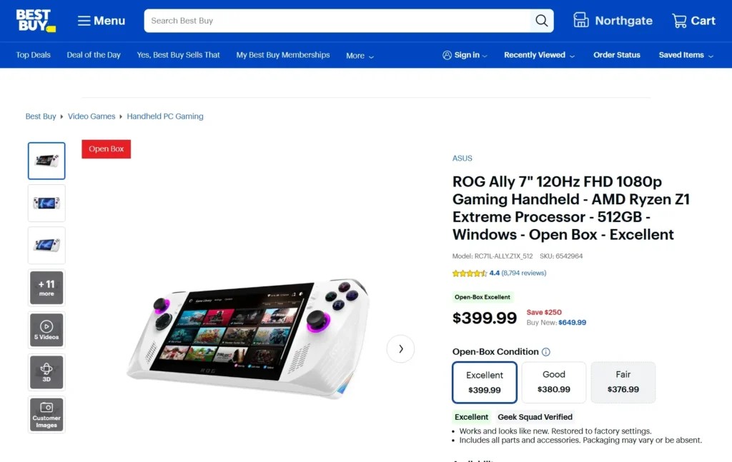 You Can Get An ROG Ally At Best Buy For $399 Right Now 2 Screenshot 11 10 2025 234436 www.bestbuy.com