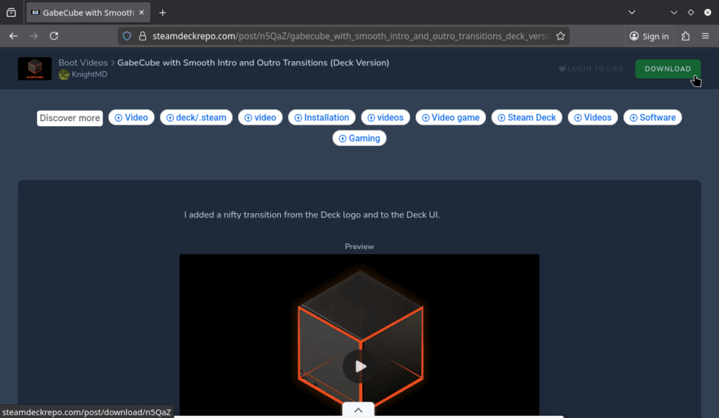 How To Set Up Custom Boot Videos On Steam Deck 7 DownloadGabeCubeSteamDeckRepoWebsite