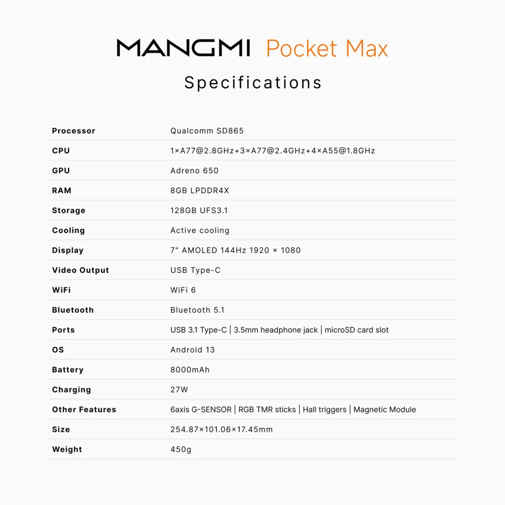 MANGMI Announces Pocket Max Retail Price and Early Bird Sale 1 Mangmi Pocket Max Specs