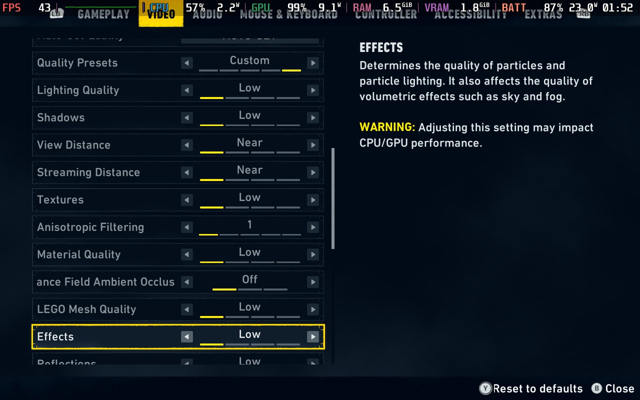 LEGO Batman: Legacy of the Dark Knight Is Surprisingly Playable on Steam Deck 3 LEGOBatmanLegacyoftheDarkKnightDefaultSettingsList 2